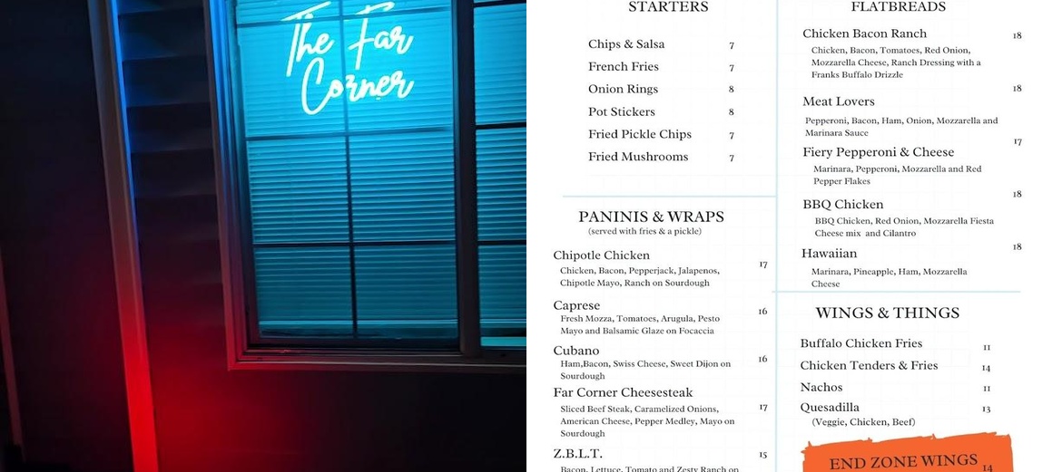 The Far Corner Menu
